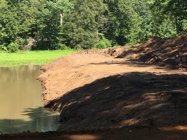 Freshly graded pond bank after dredging